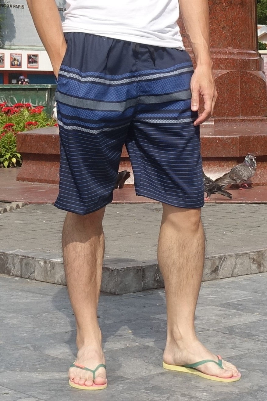 Zennio Printed Casual Shorts with Continuous Stripe Panels