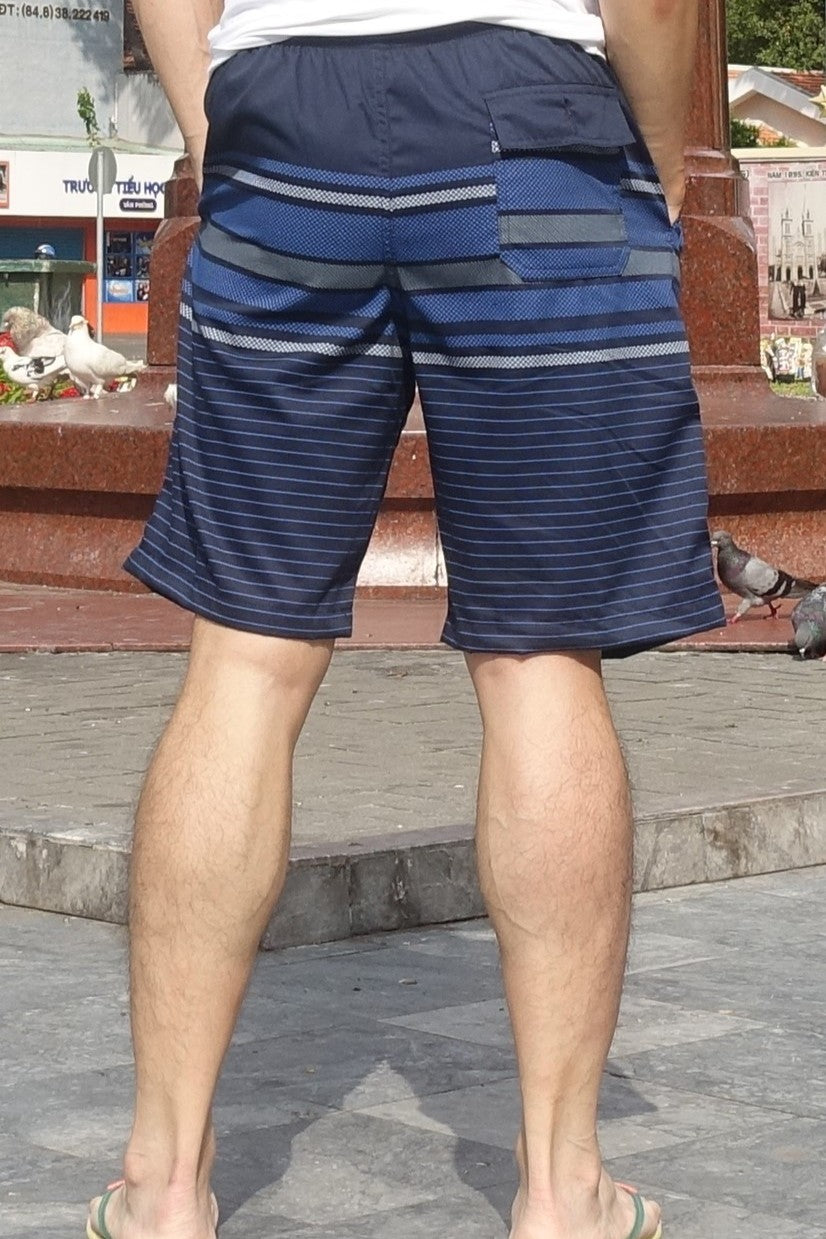 Zennio Printed Casual Shorts with Continuous Stripe Panels